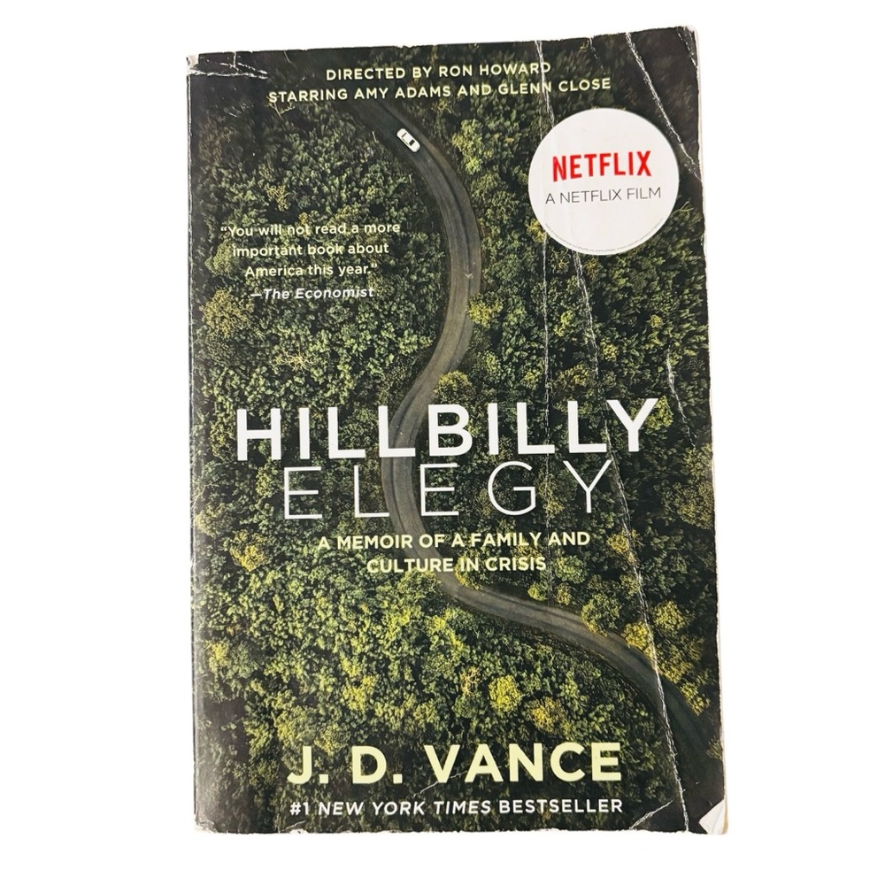 Hillbilly Elegy by J.D. Vance - Green Forest Cover Paperback Book